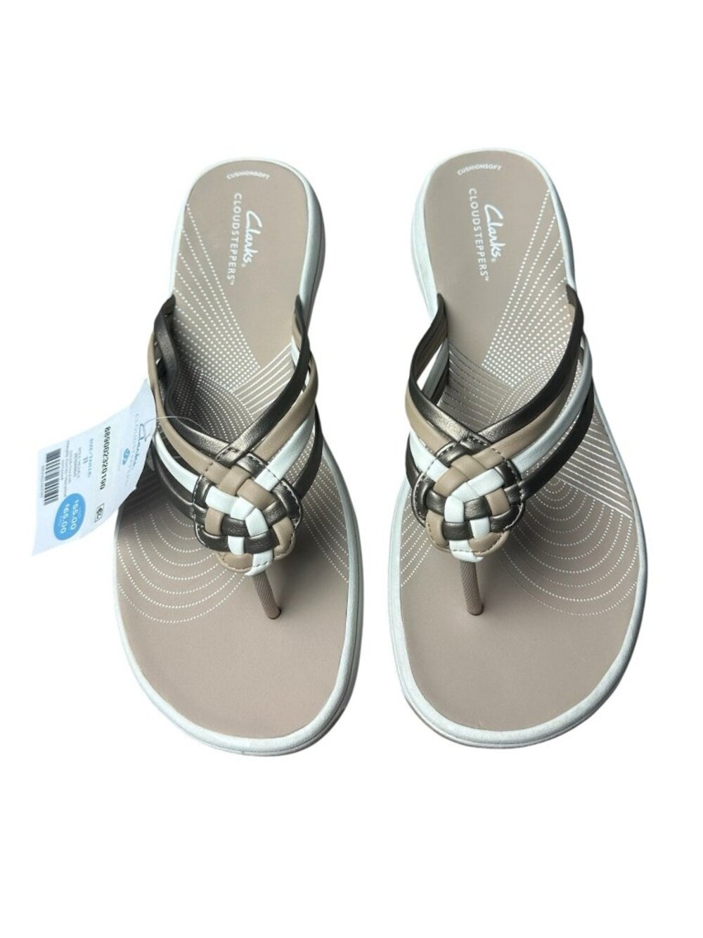 Clarks Cloudstepper Womens Sz 11 Breeze Coral Sandal Beige Tan Thong Flip Flop